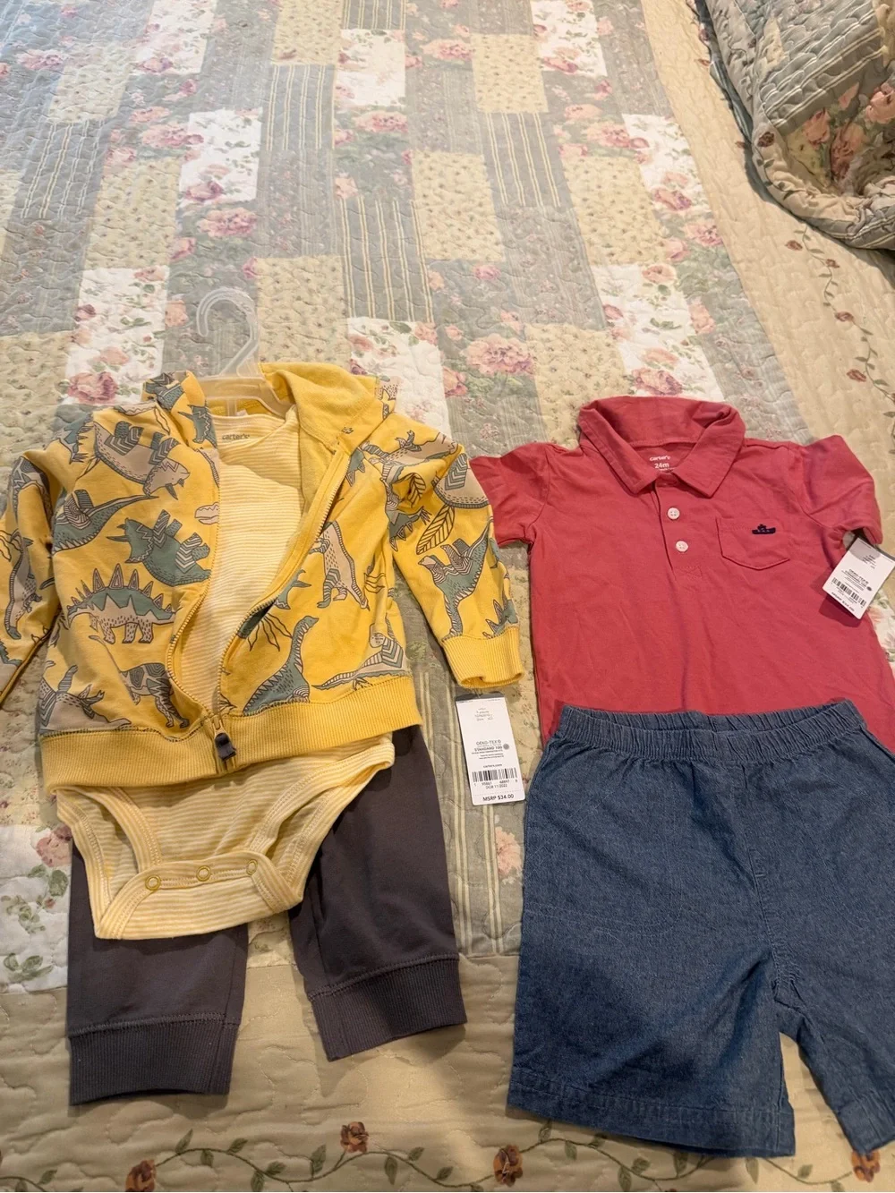 Lot of two 24 months boys Carters complete outfits 6 pieces total new with tags.